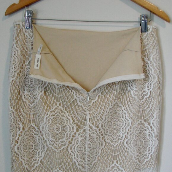 Blu Pepper Beige Ivory Lace Skirt Midi Fringe Boho Wedding Coastal Size Large - Picture 11 of 11